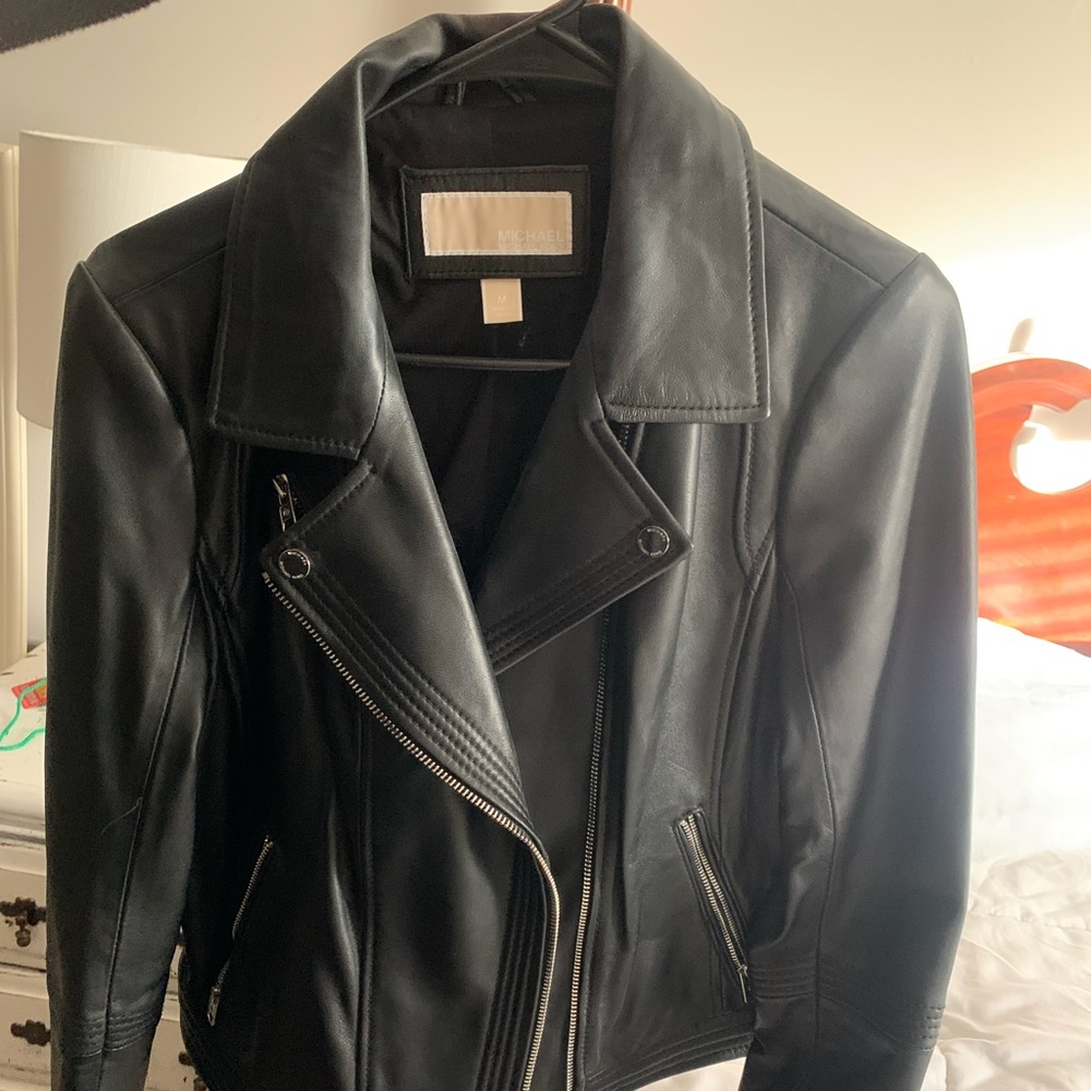 Black, TRUE LEATHER, Michael Kors Jacket Size M